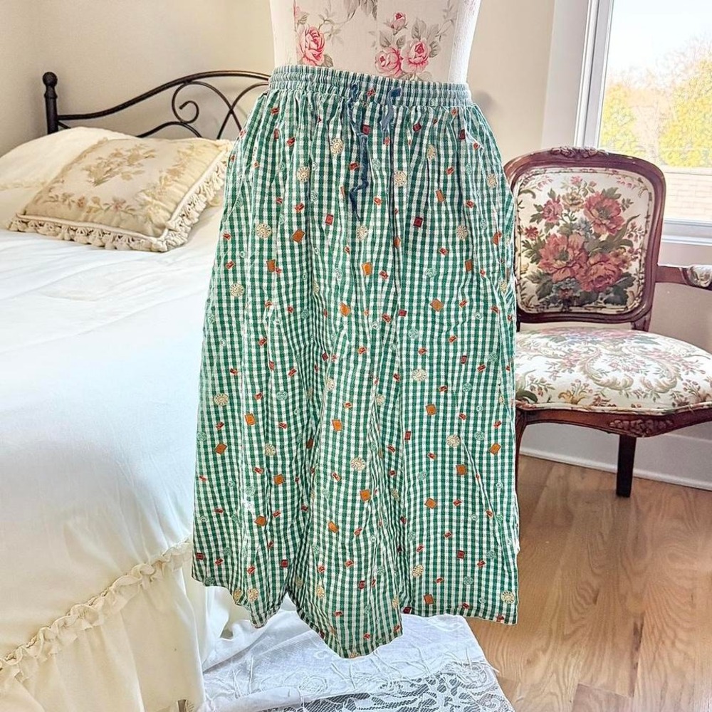 90s green‎ gingham midi skirt Lulu tagged size 18 fits like a small